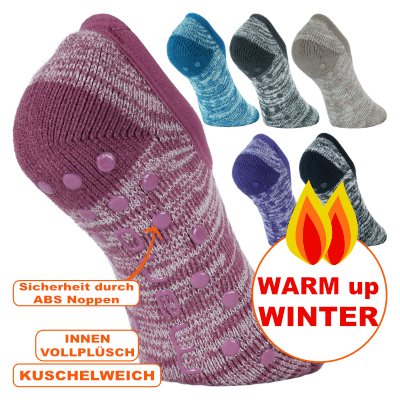 Dicke kuschelweiche und warme Damen warm-up ABS Sneaker Socken