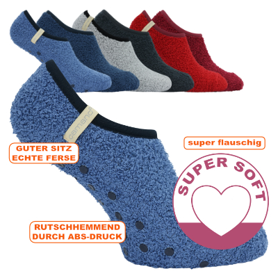 Warme Kuschel-Sneaker-Socken mit ABS-Noppen superflauschig von Camano