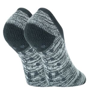 Dicke mollig warme Damen Warm Up ABS-Sneaker-Kuschel-Socken anthrazit melange