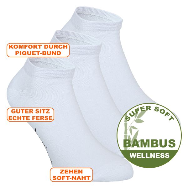 Samtweiche Bambus Sneaker Socken weiss
