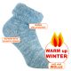 Extra weich-dicke warme Kuschel Wollsocken THERMO mit Umschlag blau Thumbnail