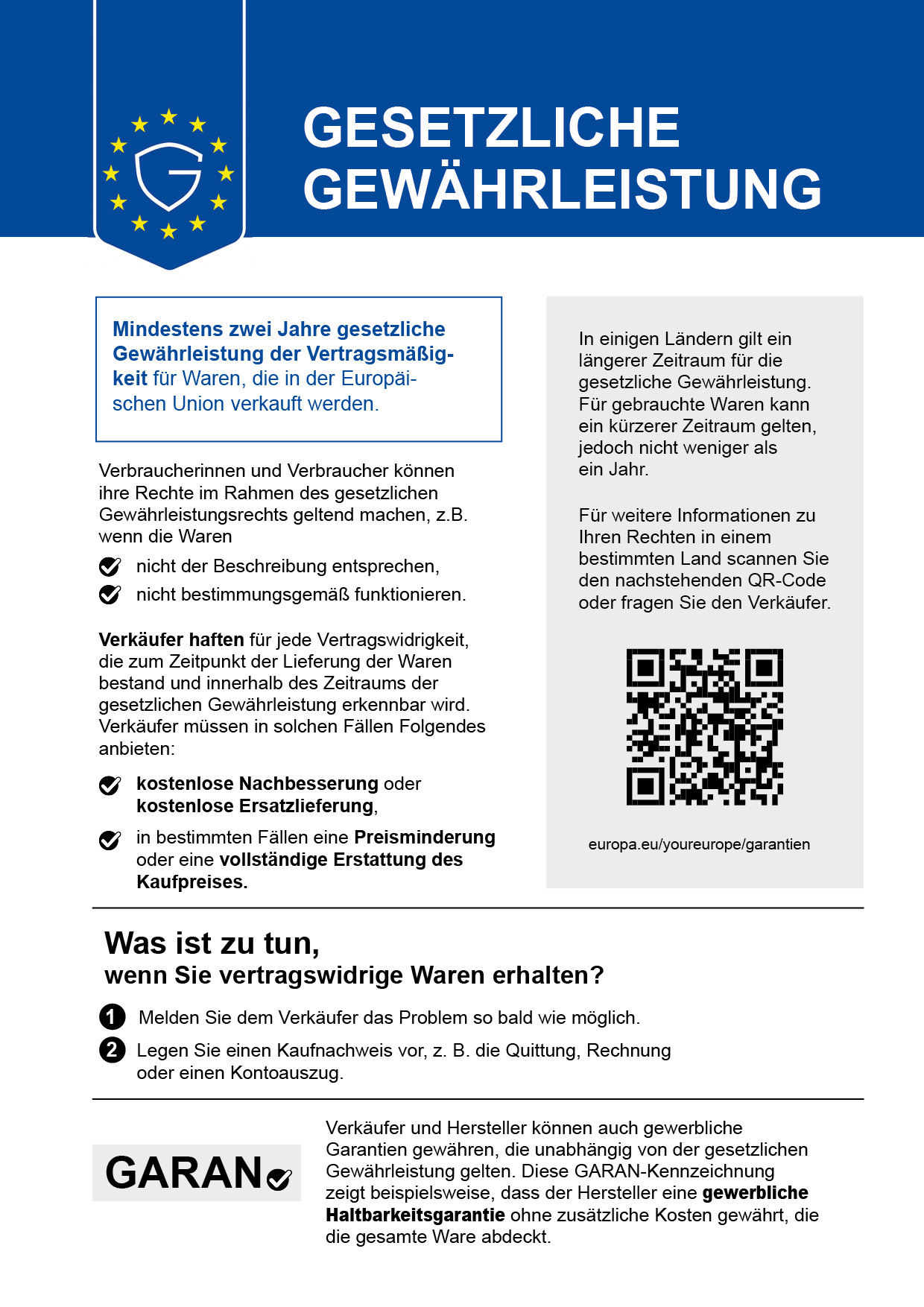EU-Mitteilung zur gesetzlichen Gewährleistung