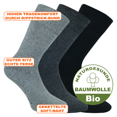 Naturgesunde Socken mit GOTS Bio Baumwolle kbA Cotton