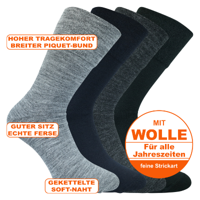 Bequeme komfortable Merino Wolle Wollsocken ohne Gummidruck