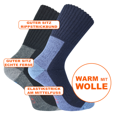 Warme Wollsocken mit sehr elastischem Bündchen