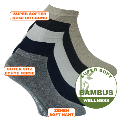 Camano Bambus Sneakersocken ohne Gummidruck