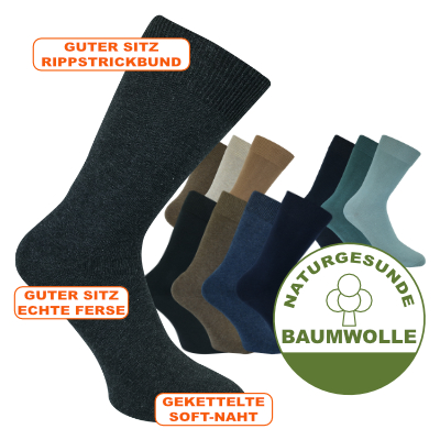 Komfortable camano Basic Baumwolle-Socken für Herren