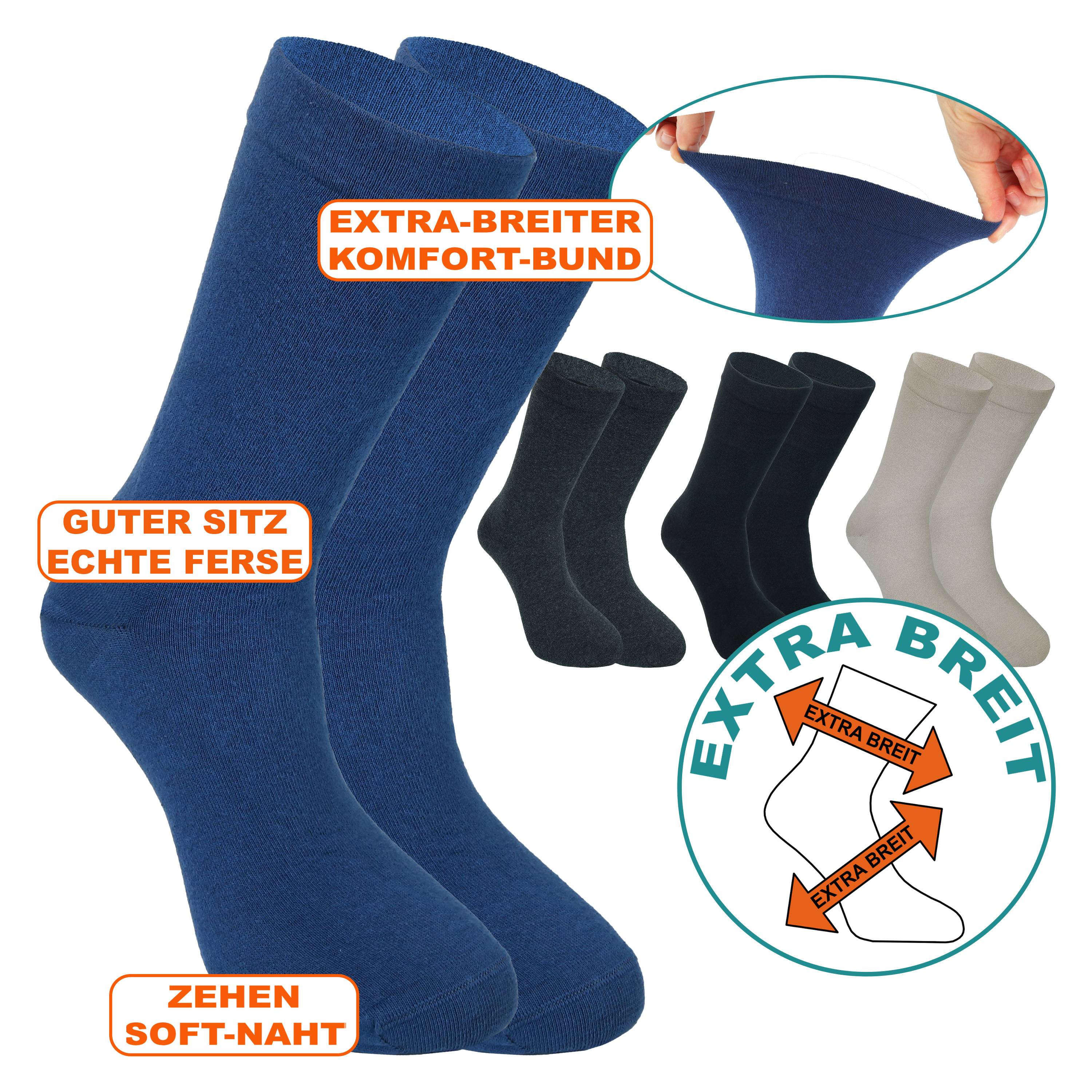 Extra breite Socken ohne Gummidruck 