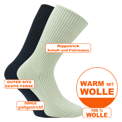 Mollig warme Socken für Damen und Herren aus 100% Schaf-Schurwolle von Nordpol