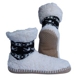 Teddy Hütten Socken mit ABS Druck und Sohle, Schaft schwarz - 1 Paar