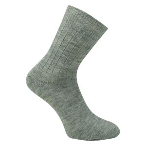 Alpaka Socken mit Wolle superweich leicht gerippt grau - 2 Paar