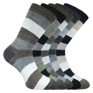 Alpaka Wolle Socken mit Blockstreifen im Naturdesign - 3 Paar
