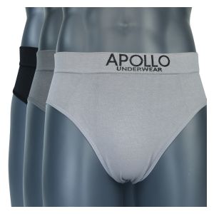 APOLLO Baumwolle Herrenslips seamless grau schwarz mix - 3 Stück