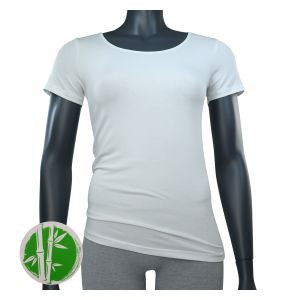 APOLLO Damen Bambus T-Shirts weiß mit Rundhals-Ausschnitt - 2 Stück