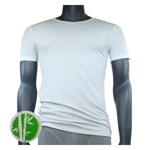APOLLO Herren Bambus T-Shirts V-Ausschnitt weiß - 2 Stück