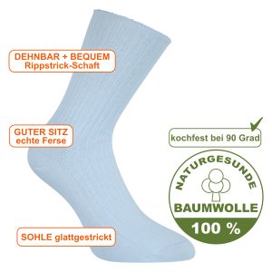 Arzt- und Schwestern-Socken weiß gerippt 100% Baumwolle - 5 Paar