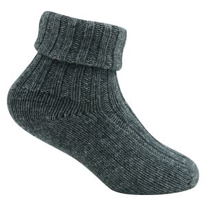 Baby Socken mit Bio Wolle und Bio Baumwolle dunkelgrau - 2 Paar