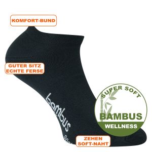 Bambus Sneaker Socken anthrazit - 3 Paar