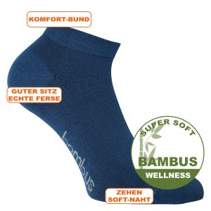 Bambus Sneaker Socken jeansblau - 3 Paar