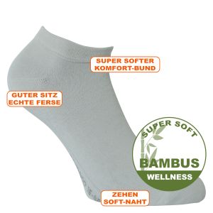 Bambus Sneakersocken ohne Gummidruck weiß - camano