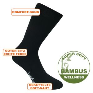 Bambus Socken schwarz - 3 Paar