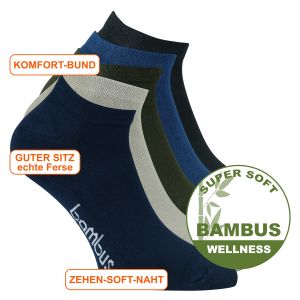 Bambus Viskose Sneaker Socken dezente dunkle Sortierung - 3 Paar