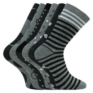Baumwolle Damensocken mit Muster grau-schwarz-mix Dark Patterns - 3 Paar