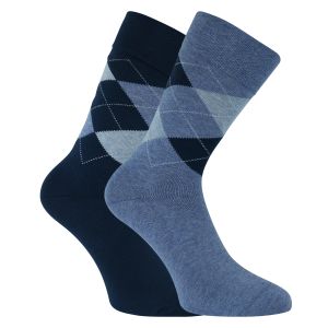 Bequeme Socken Argyle Karo Muster Camano o. Gummidruck blau-mix