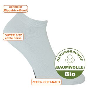 Bio-Baumwolle Sneaker Socken weiß - 3 Paar