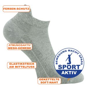 Camano multifunktionale Sport Sneakersocken hellgrau-melange - 2 Paar