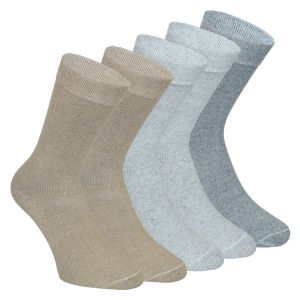 Comfort-Damensocken ohne Gummibund aus Baumwolle beige-grau-melange-mix