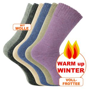 Damen Alpaka Socken mit Wolle dick glatt gestrickt gedeckte Farben - 3 Paar