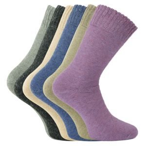 Damen Alpaka Socken mit Wolle dick glatt gestrickt gedeckte Farben - 3 Paar