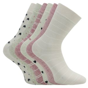 Damen Bio Baumwolle Socken beige-altrosa-mix Muster und Linien - 3 Paar