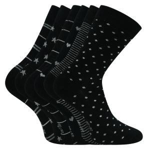 Damen Bio Baumwolle Socken schwarz-mix Muster - 3 Paar