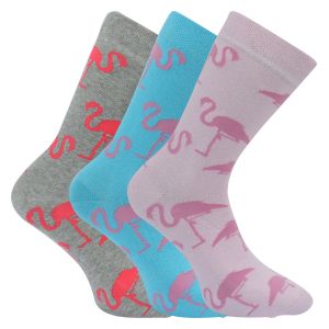 Damen Motiv Socken Flamingos - 3 Paar