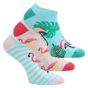 Farbenfrohe Damen Motiv Sneakersocken mit exotischem Florida-Flamingo-Design mit Baumwolle