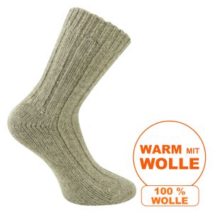 Dicke Schafwollsocken 100% Virgin Wool braun - 2 Paar