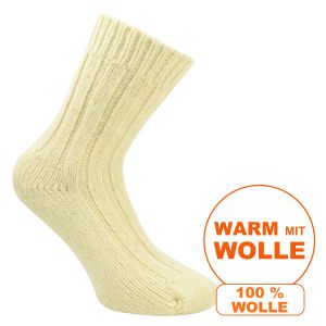 Dicke Schafwollsocken 100% Virgin Wool wollweiß - 2 Paar