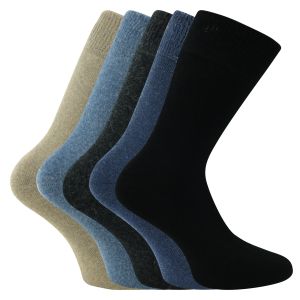 Dicke Socken mit Alpaka Wolle vollplüsch glatt gestrickt dezent-mix