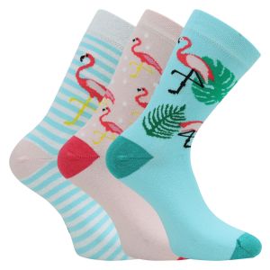 Farbenfrohe Damen Motiv Socken mit exotischem Florida-Flamingo-Design mit Komfortbund