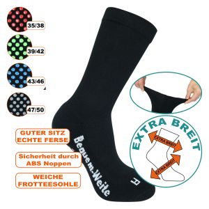 Extra breite ABS Wellness Socken mit Polstersohle ohne Gummidruck