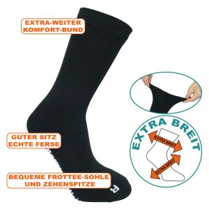 Extra breite Komfort Gesundheits Socken schwarz - 2 Paar
