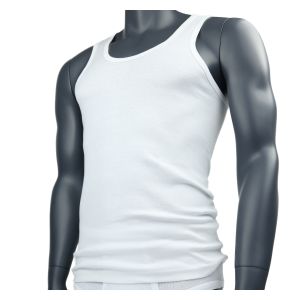 Feinripp Unterhemden aus 100% supergekämmte Baumwolle weiß - 2 Stück