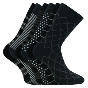 Herren Bio Baumwolle Socken schwarz mit Streifen und Muster - 3 Paar
