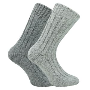 Alpaka Socken dick für Kinder mit Wolle grau-mix kuschelwarm - 1 Paar