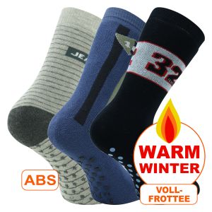 Kinder Thermo ABS Socken Jeans-Design - 3 Paar