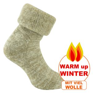 Kuschel-Woll-Socken Thermo extra wärmend dick beige - 1 Paar
