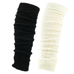 Wärmende Beinstulpen Armstulpen mit Wolle trendy Grobstrick-Muster uni