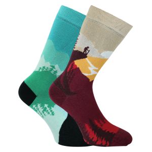 Fröhlich-bunte Motivsocken BERGGLÜCK Wanderer und Bergsteiger Socken mit Baumwolle